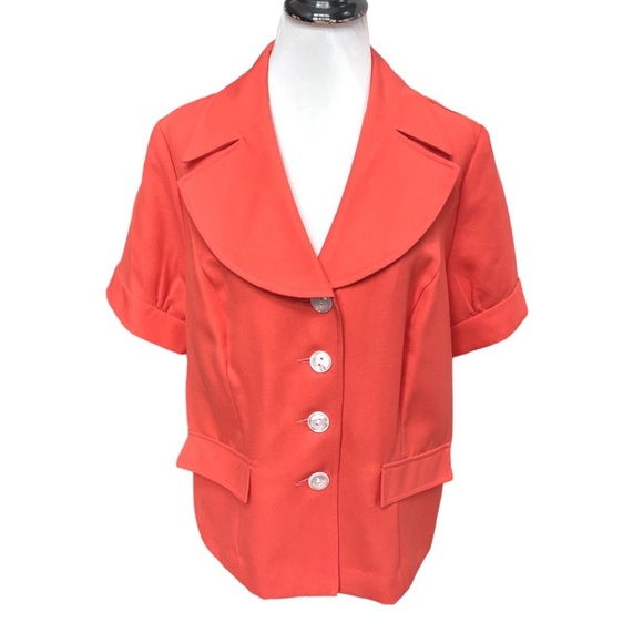T. Milano Short Sleeve Blazer Peach Pink Size 16W - Picture 9 of 9